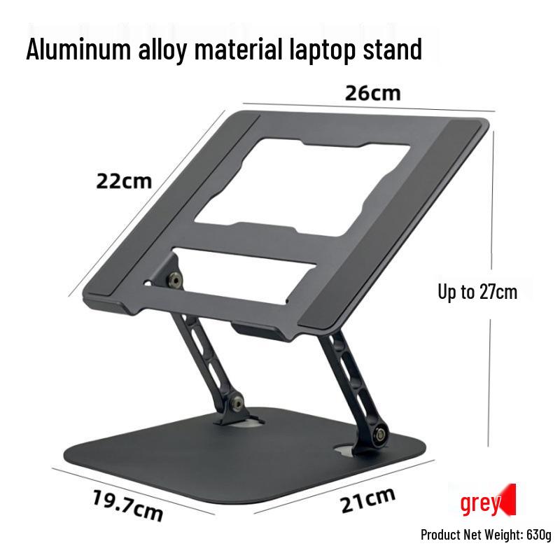 Aluminum Alloy Rotating Laptop Stand with Heat Dissipation, Folding and Height Adjustable.
