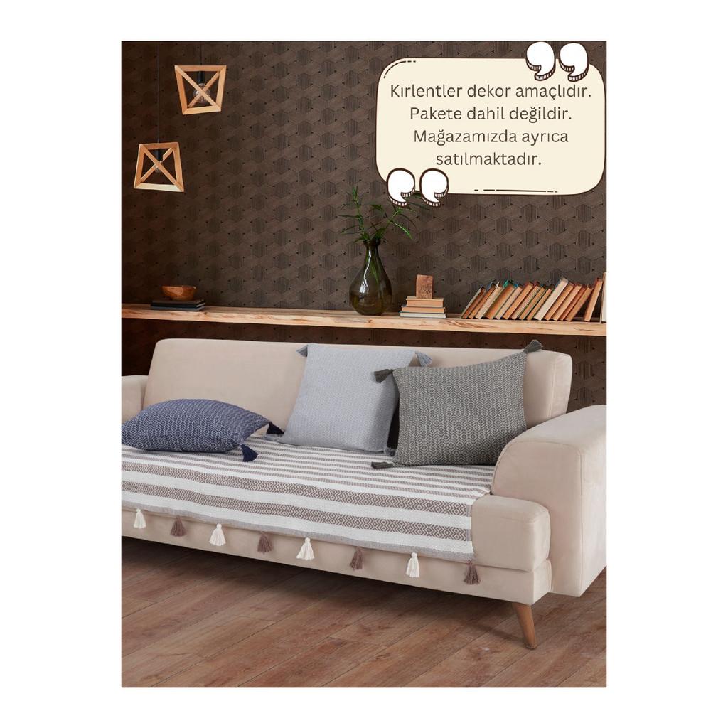 Liva Pompom Black Sofa Cover 115 X 200 Cm Sofa Divan Sofa Bed Armchair Cover Shawl With Tassels