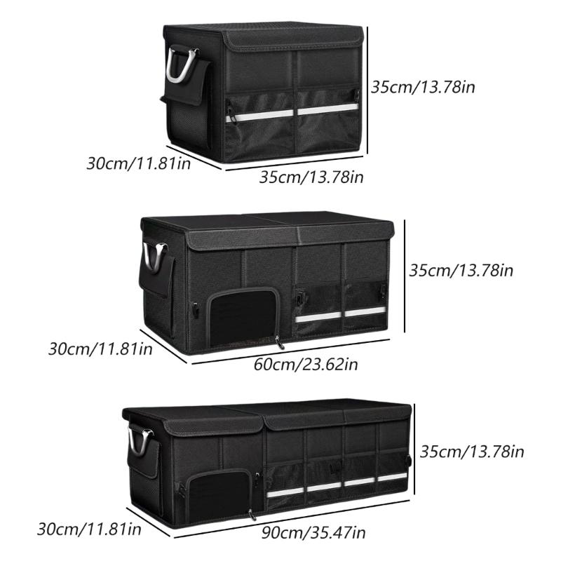 Collapsible Automotive Storage Container Large Capacity Multiple Compartment Car Trunk Organizers for Car Rear Organization