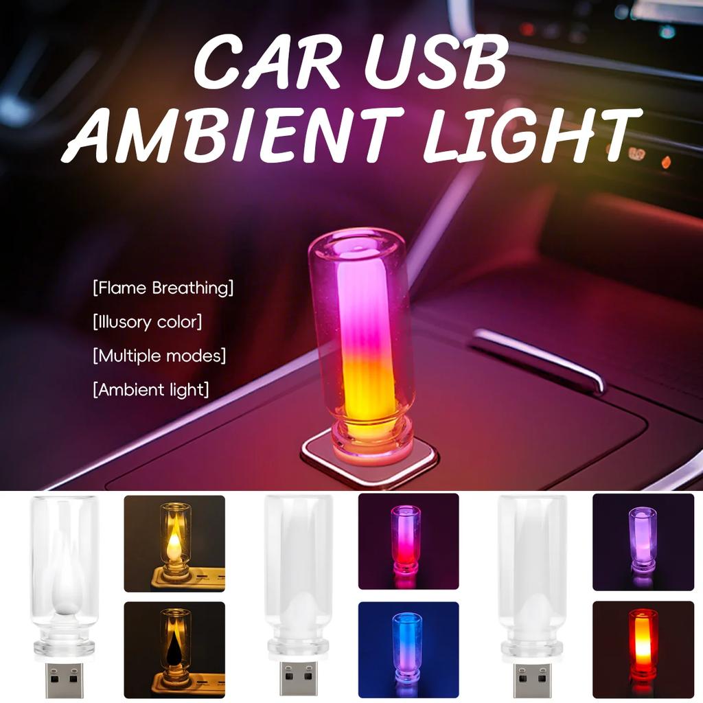 1x Car USB LED Rainbow Color 5V Retro LED Bulbs RGB Night Light Yellow Candle style Camping Incandescent Decorative LED Lighting