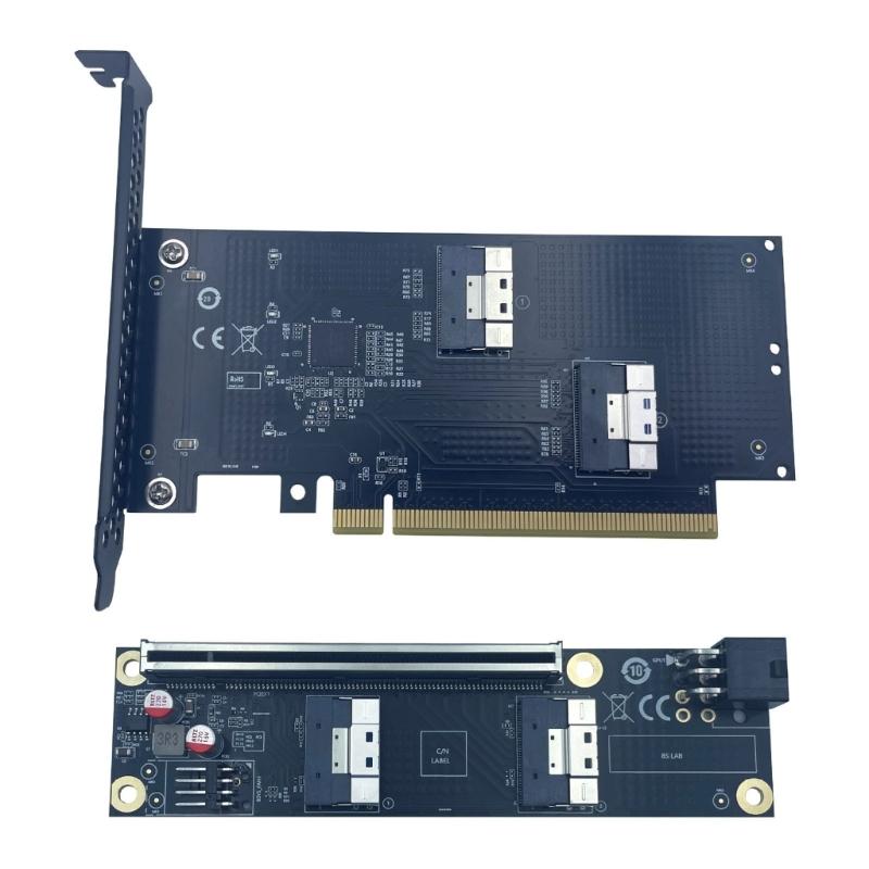 Universelle PCIe4.0/5.0-kompatible Erweiterungskarte zur Umwandlung eines X16-Slots in SlimSAS-Schnittstellen für den Anschluss mehrerer Geräte