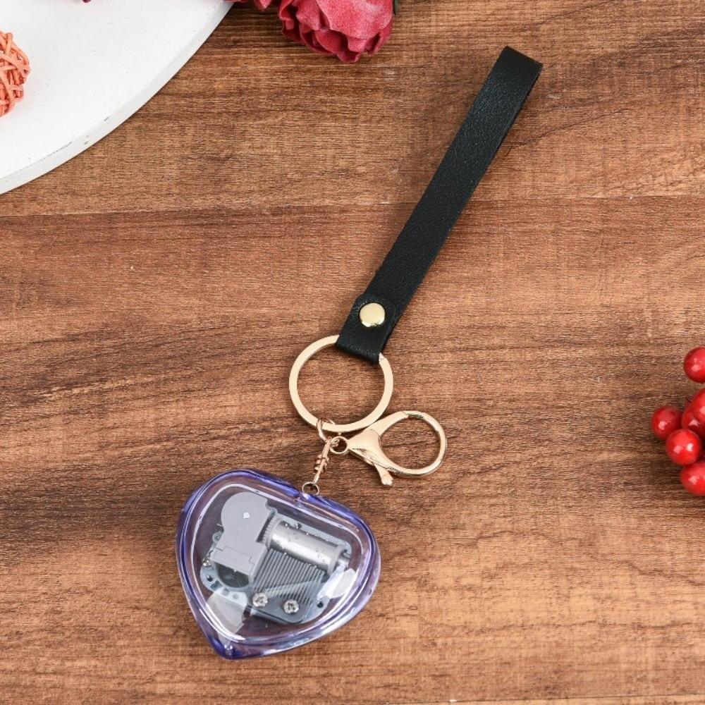 Unique Acrylic Music Box Movement Keychain Portable Mini Mechanical Music Box Handy Musical Instrument