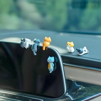 6Pcs/Set Cat Dashboard Ornaments Car Rearview Mirror Decorations Car Interior Accessories