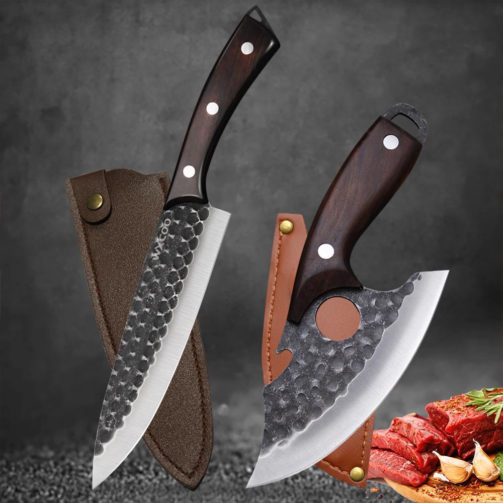 

Набор из 2 шт. Ножи для обвалки, мясника, шеф-повара из нержавеющей стали, кухонные кованые вручную, для нарезки мяса, мини-универсальные, кухонные ножи, овощные ножи, топорики
