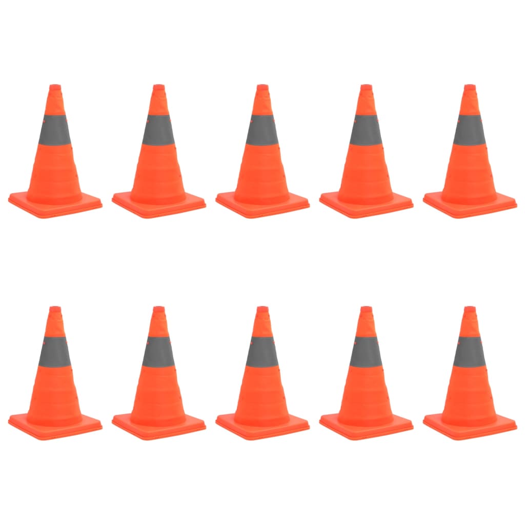 Collapsible Traffic Cones 10 Pcs 42 Cm