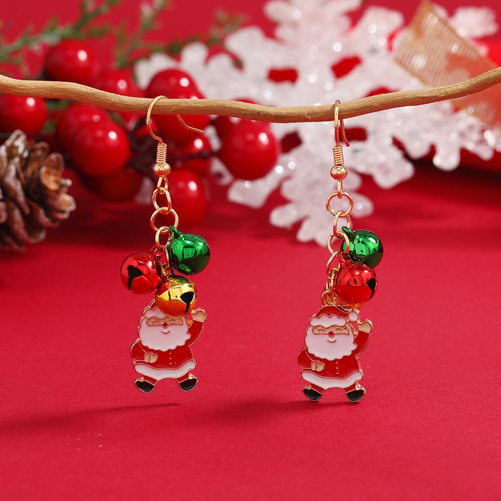 Party Christmas Earrings With Snowflake Bell For Women Holiday Accessory Gift
