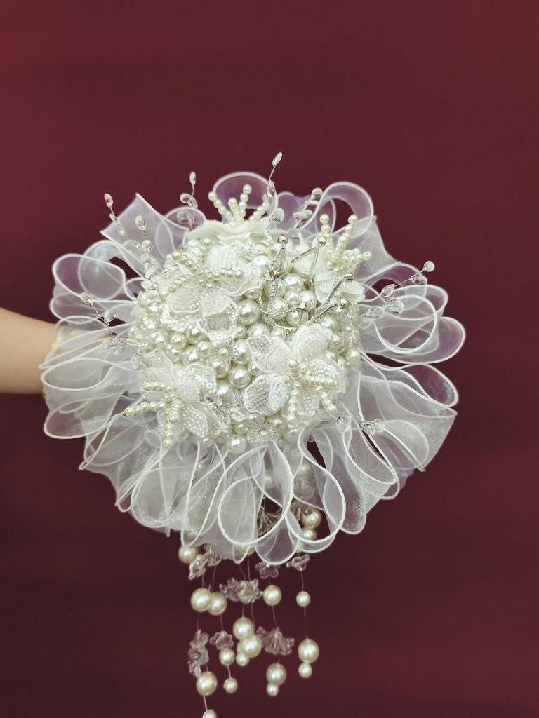 Golden Bridal Bouquet DIY Kit - Pearl Scepter Design