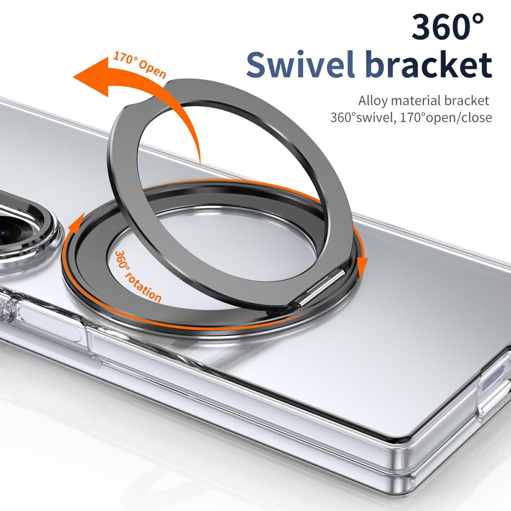 For Samsung Galaxy Z Fold6 5G Case Magnetic Kickstand Clear PC Phone Cover with HD Screen Film