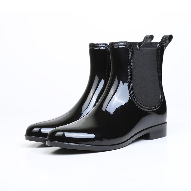 New Thermal Rain Boots Type Low Tube Fashion Water Shoes Trendy Low Tube Elastic Glossy Women's Rain Shoes