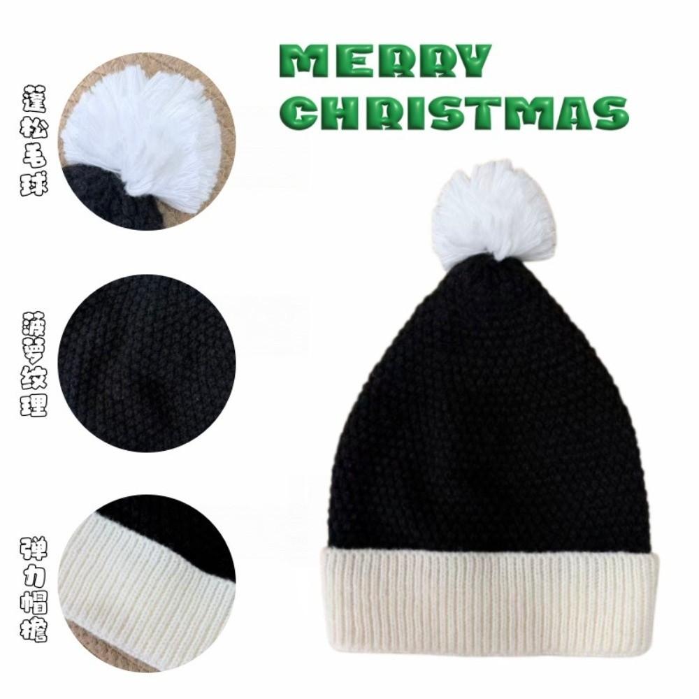 Solid Color Christmas Knitted Hat Thickened Santa Claus Cap Simple Christmas Beanie Hat New Year