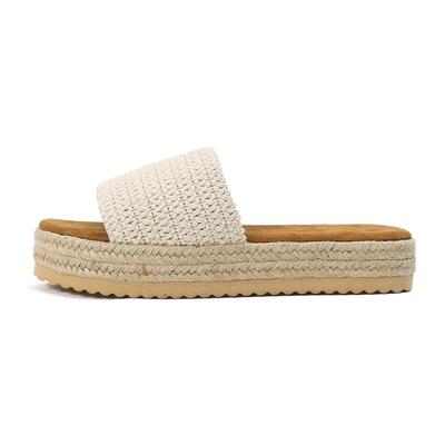Sandálias Plataforma Femininas Alpargatas de Ráfia Slip On Biqueira Aberta Fofas Boho Verão Praia Sandálias Chinelo Sandalias Femininas Chanclas