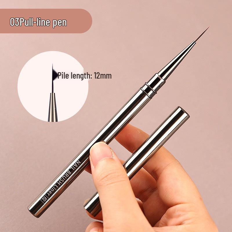 Gunmetal Nail Art Brush Set for Painting, Line Drawing, and Gradient Designs