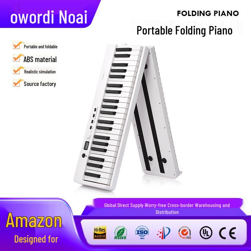 Portable 88-Key Folding Electronic Piano with Bluetooth & MIDI, Rechargeable Keyboard белый