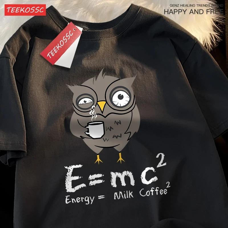 2025 Energy Milk Coffee Fun Formula Printing Mens T-Shirts Cotton Streetwear Loose Oversize T Shirt Pattern Tee Clothes Coupl