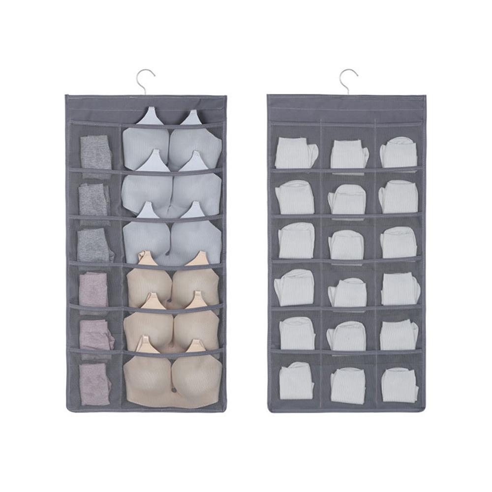

1 шт. сумка для хранения нижнего белья, бытовая настенная сумка для хранения носков, двухсторонняя сумка для хранения в гардеробе серый