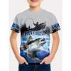 Summer Kids' T-Shirt Cartoon Shark Fishing Boy Casual Cool Round Neck Fashion Top