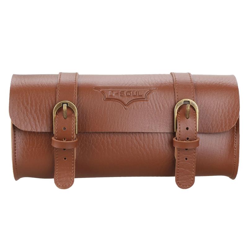 Motorcycle Handlebar Bag Saddlebag, PU Leather Handmade Motorcycle Fork Bag Roll, Durable Storage Tool Pouch with Straps