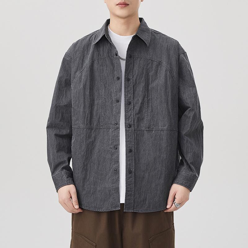 

Горная уличная американская трендовая рубашка с длинным рукавом мужская японская ретро рубашка с несколькими карманами свободного кроя 4XL