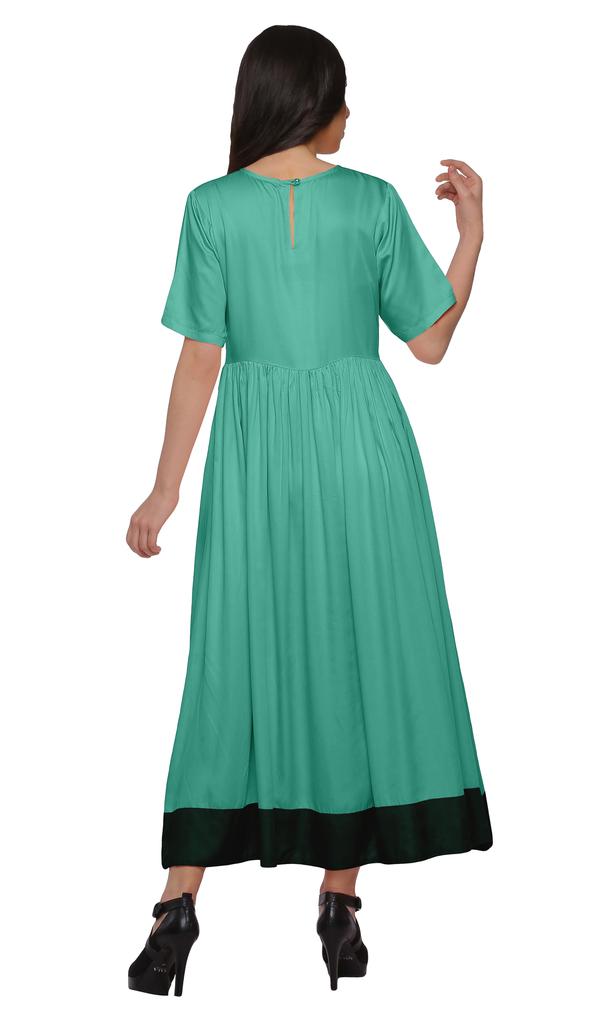 Moomaya Solid Casual Cotton Dress For Women A-Line Long Maxi Kurti Women