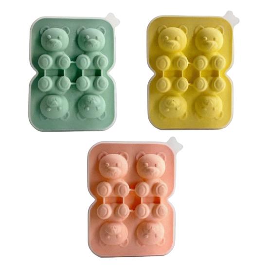 Bear Shape Ice Cube Mold 4-Cavity Silicone Ice Tray Easy Release