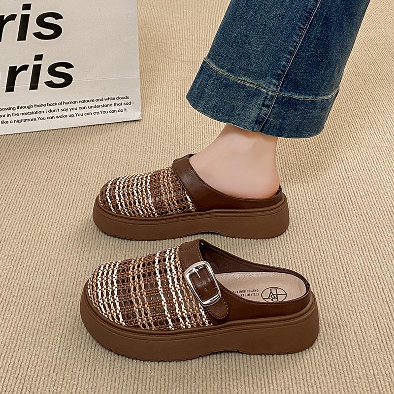 

CRLAYDK Fashion Summer Women s Mary Janes Backless Loafers Ladies Hollow Out Mules Work Slip On Dress Casual Walking Shoes 35
