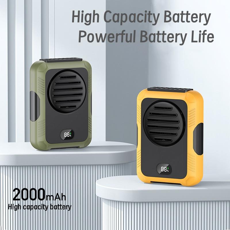 Car Home Dual-use Neck Hanging Digital Display Fan Outdoor Waist Hanging Fan USB Power Bank Fan/portable Power Bank 2-in-1