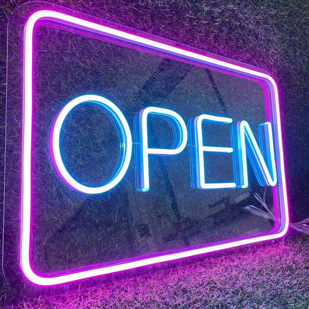 LED Neon Light USB 5V Transparent Acrylic 'Open' Sign for Shops and Businesses
