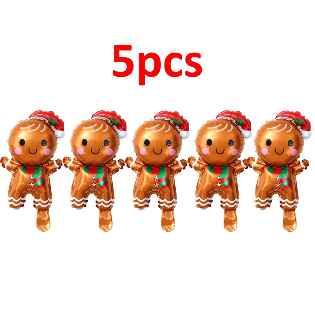 15-1PCS Christmas Balloons Aluminum Foil Small Balloon Toy Xmas Tree Gingerbread Man Santa Birthday Party Holiday Decoration