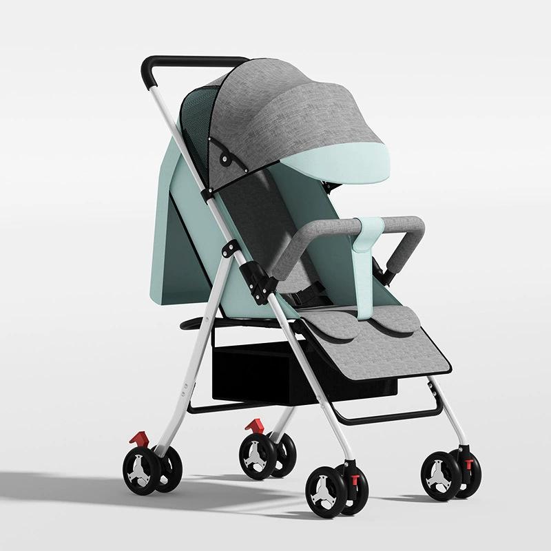 Leichter faltbarer Kinderwagen: Verstellbar, Sit-up, Vierräder, Ein-Knopf-Faltung