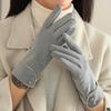 Button Winter Gloves Fleece Cycling Mittens Simple Women Gloves Female