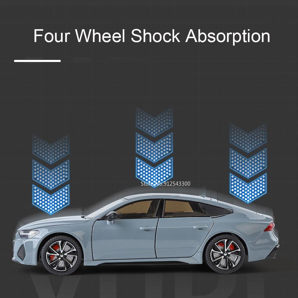 1:24 Scale RS7 R8 V10 Sports Car Model Toy Diecast Metal Sound Light Pull Back Vehicles Models Toys Collectibles Birthday Gifts