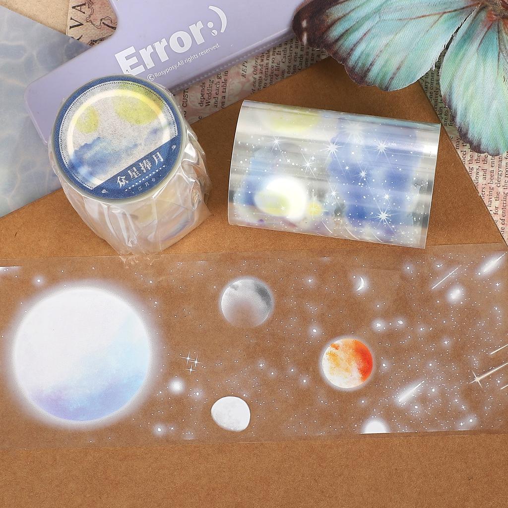 60mm*5m Vintage Moon Star Cloud Landscape PET Tape Creative DIY Journal Material Collage Scrapbooking Stationery