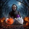 Esqueleto Calabaza Inflable Con Apariciones LED Decoración Halloween Luces Light