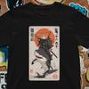Samurai Cat T-Shirt Shark - Japanese Ukiyo-e Style Warrior Cat Tee