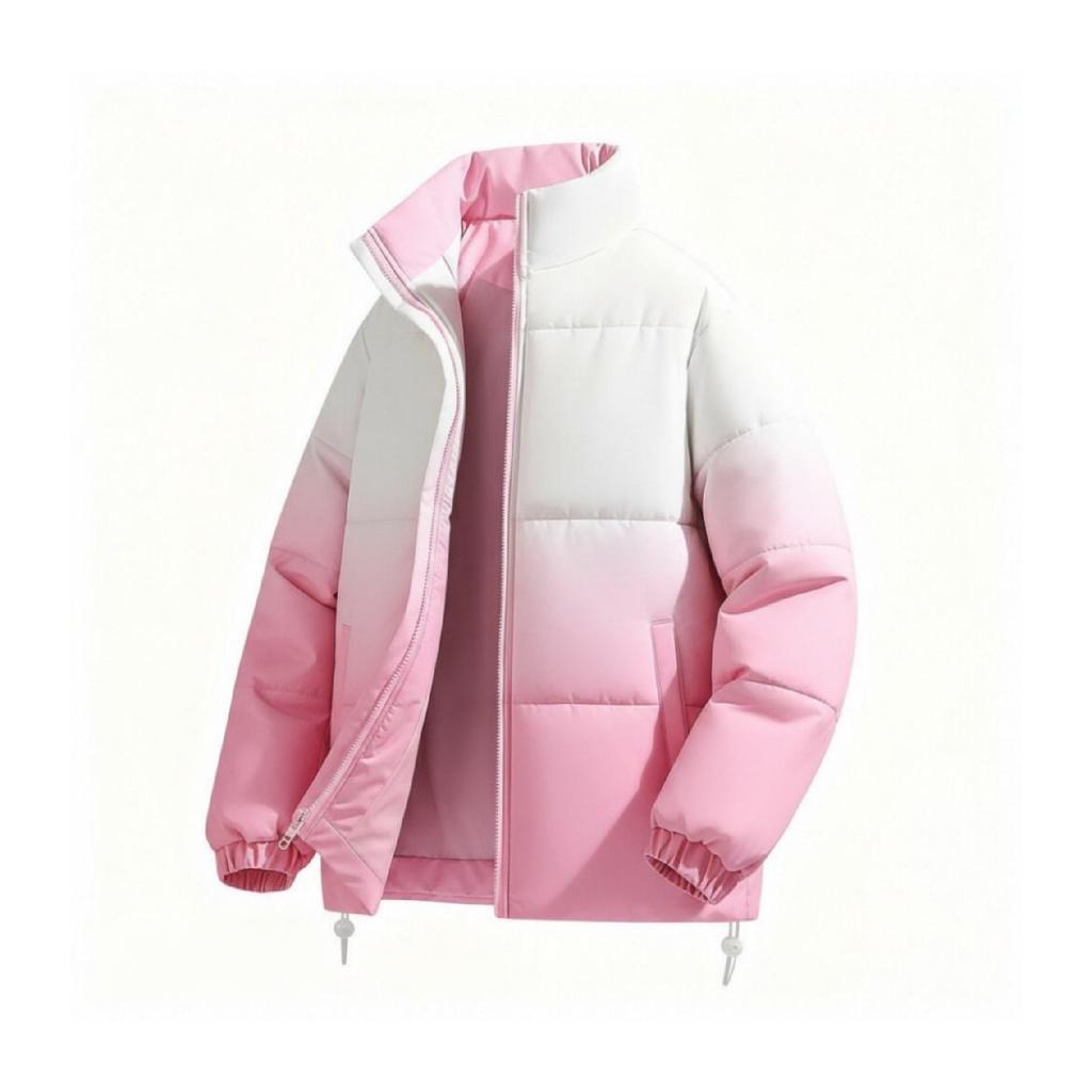 Men's Casual Gradient Color Cotton-padded Jacket, Men's Loose Stand-up Collar Cotton-padded Jacket, Thickened Cotton-padded Jacket