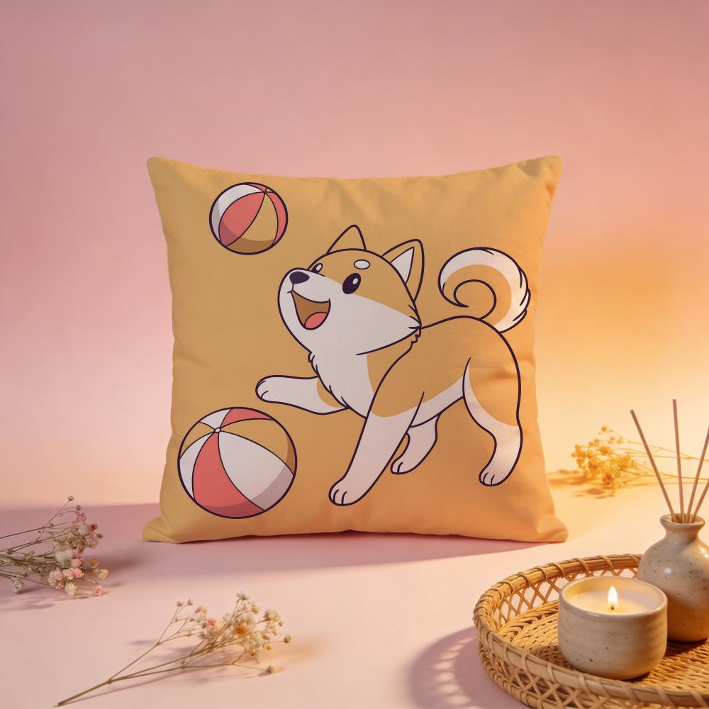 Cute Shiba Inu Cartoon Cushion Cover Comfortable Durable Pillow Cover MultiScene for Home Office Car Sofa