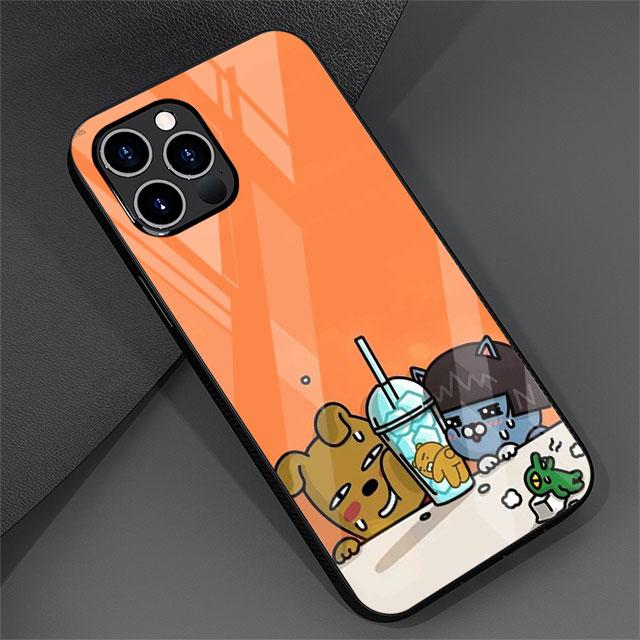 

Милый стеклянный чехол Kakao Friends для Apple iPhone 14 13 Pro 11 12 7 8 Plus SE 2022 XR X XS Max 6 6S, закаленный чехол для телефона с рисунком iPhone 6 6S