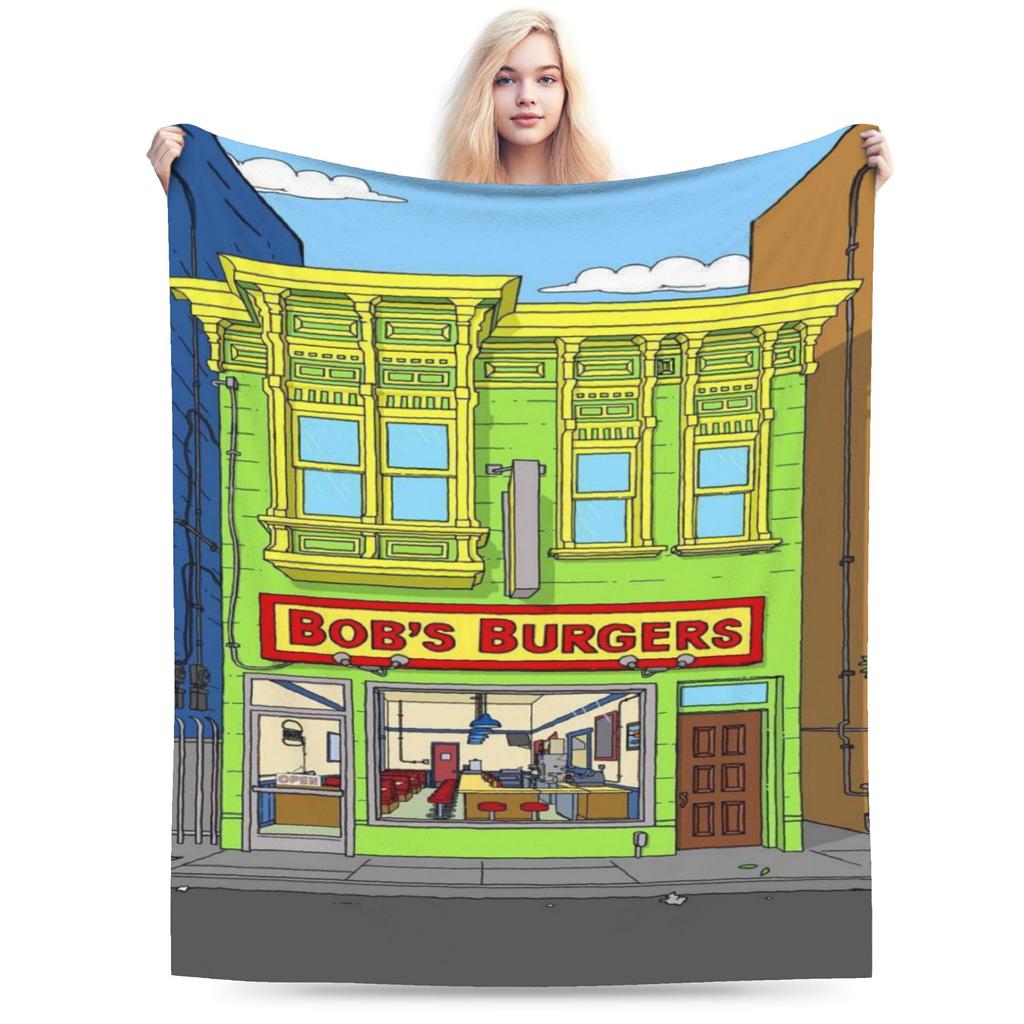 Gemütliche Bobs Lustige B-Burger Decke Merch Heimdeko Überwurfdecken Ultra-Weiches Fleece für Reisen