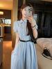(original Practice + Belt) French Temperament Shirt Long Skirt New Women's Summer Feeling Is Popular This Year