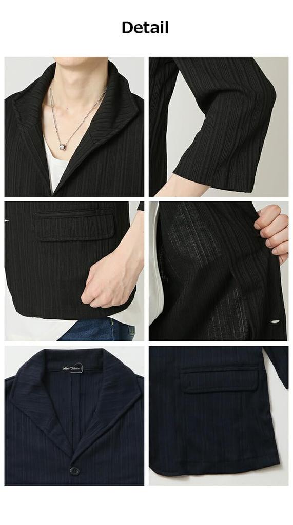 Arcade Slim Fit Tailored Jacket with Italian Wired Slim Random Terry Size M Navy Men's Collar, Collar, Fit, Lightweight, Stripe, 3/4 Sleeves,