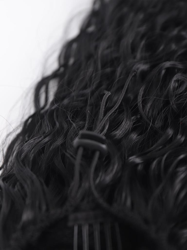 24 Inch Synthetic Curly Ponytail with Extended, Fluffy African Drawstring, Rubber Band Wig, Ponytail
