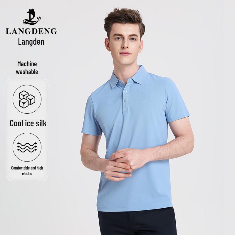 

Langdeng Men s Cooling Ice Silk Short-Sleeve Polo Shirt 2XL