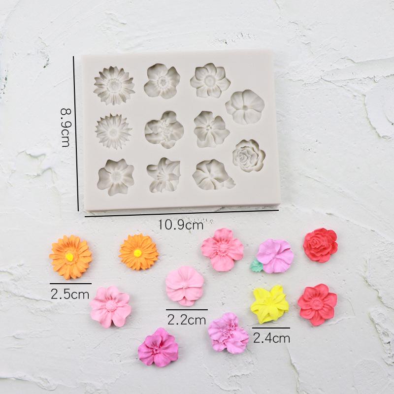 Silikon Fondantform zum Kuchendekorieren - Rosen, Gänseblümchen, Chrysanthemen