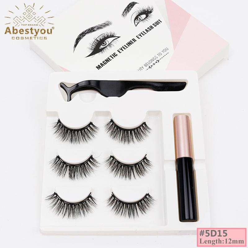 Abestyou Handmade Highest Quality Faux Mink Magnetic Eyelashes with 5 Magnets Light & Strong Magnetic Reusable