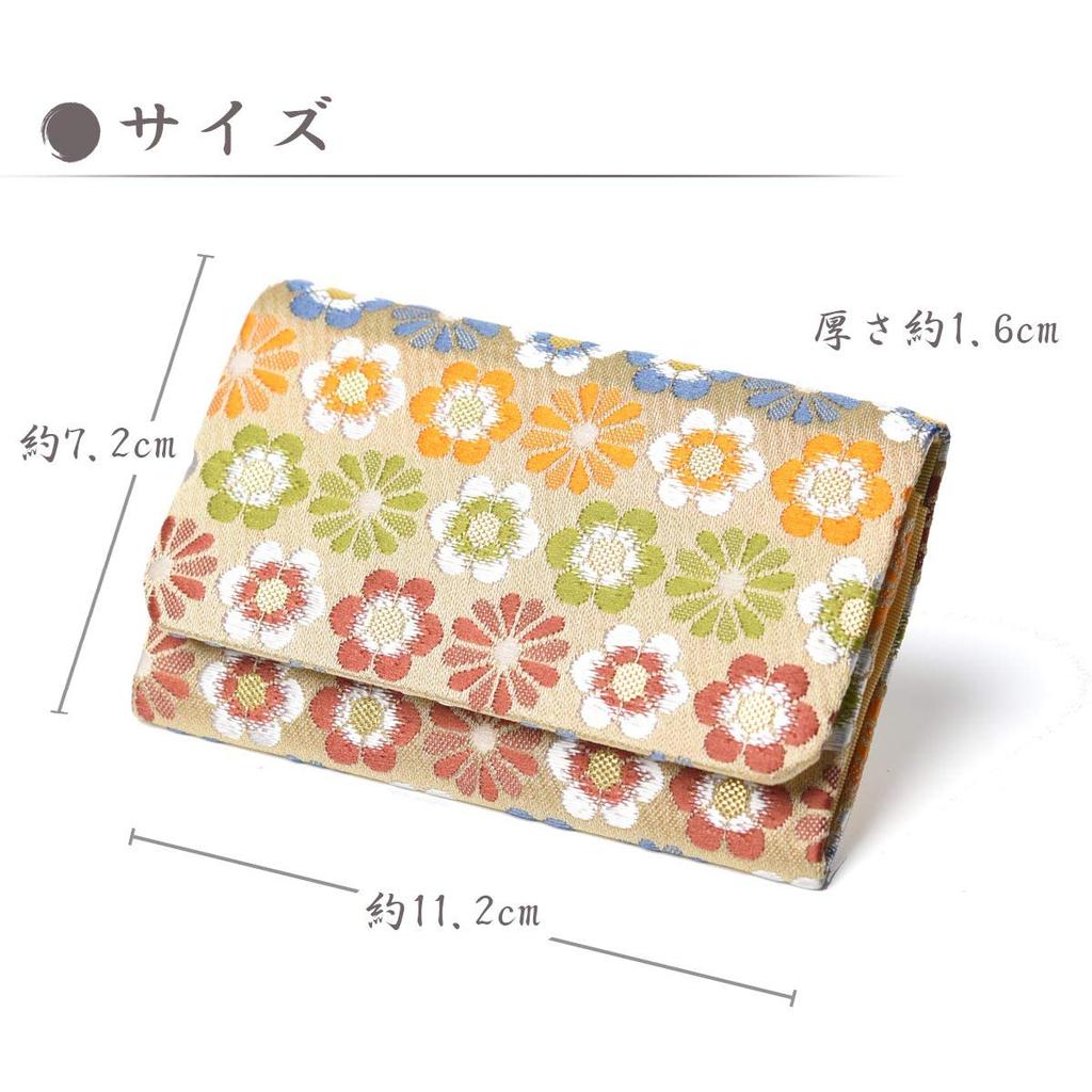 Business Card Holder for Nishijin Nishijin Japanese Japanese Style Made In Hemp Leaf for Small Flowers [EsuonHappiness] Women, Multicolor, Textile,