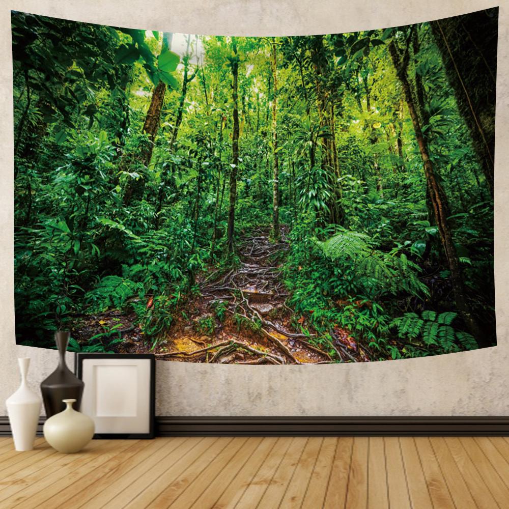 Natural Landscape Tapestry Tropical Forest Wall Hanging Hippie Bedroom Living Room University Dormitory Home Decoration Tapestry