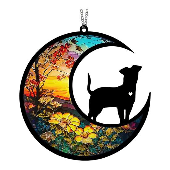 Pet Memorial Sun Catcher Dog Cat Suncatcher Pet Memorial Keepsake Stained Glass Style Hanging Decoration for Loss of Dog Sympathy Gift