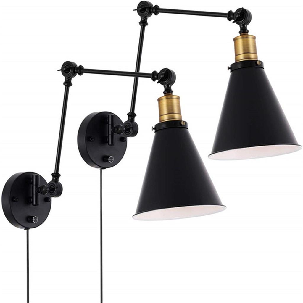 E27 60W 110-220V Loft Industrial Wall Lamps Retro Bed Bedside Light Black Adjustable Vintage LED Wall Light