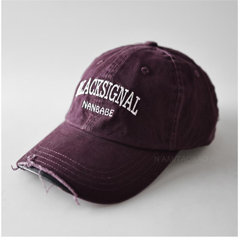 Fashion Hat Personality Ripped Soft Top Letter Embroidery Baseball Cap Men's and Women's Fashion Trend Versatile Shade Cap