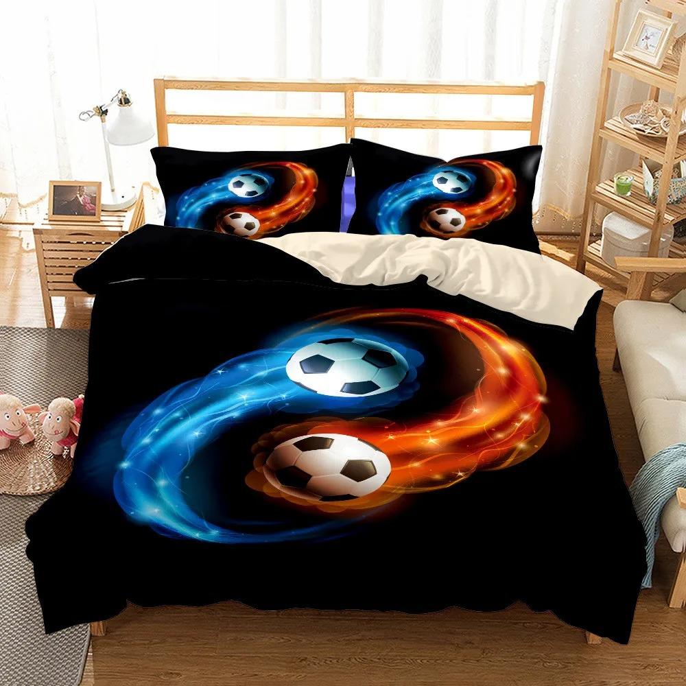 Football Sports Duvet Cover Pillowcase Bedding Set Adult Boy Girl Bedroom Decoration Children Single Double Large Size
